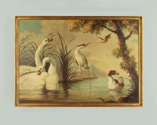 Large Painting of Waterfowl by Ira Monte C.1960