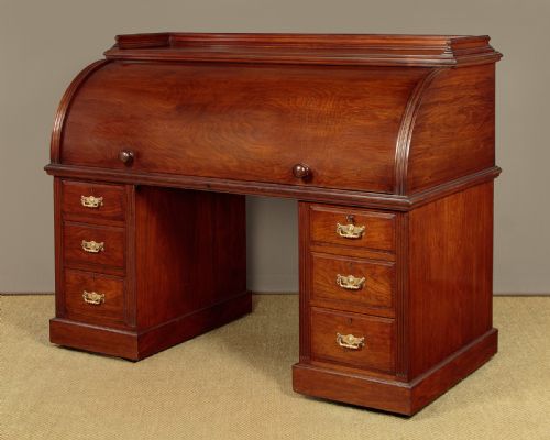 Large Walnut Cylinder Desk by Maple & Co. C.1890
