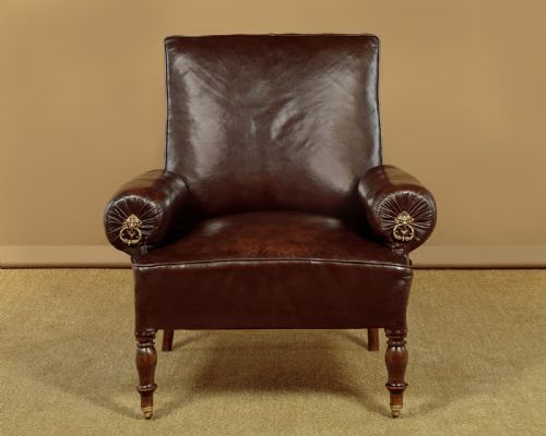 French Leather Easy Armchair C.1910
