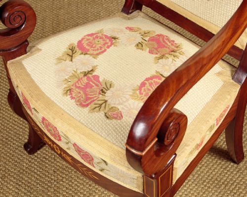 INLAID MAHOGANY ARMCHAIRS C1840 - ADDITIONAL PHOTO 5