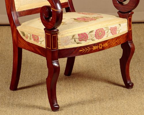 INLAID MAHOGANY ARMCHAIRS C1840 - ADDITIONAL PHOTO 7