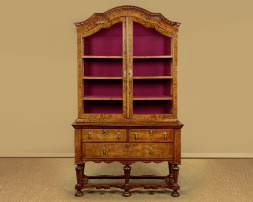 Dutch Burr Walnut Display Cabinet on Stand C.1890