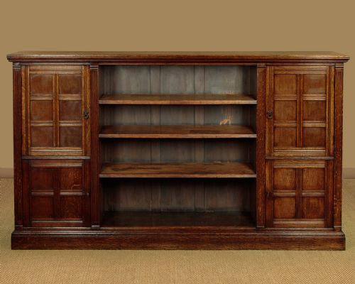 Long Oak Bookcase & Cabinet C.1910