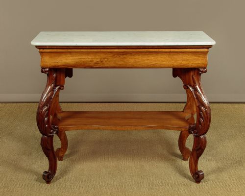 Walnut & Marble Top Console Table C.1860