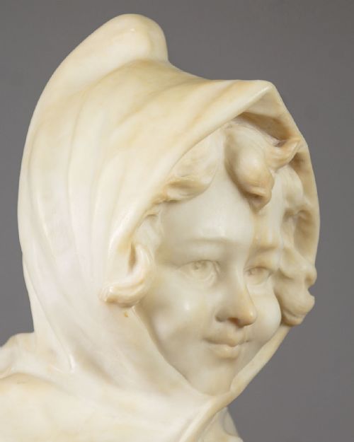 ALABASTER BUST OF A GIRL C1900 - ADDITIONAL PHOTO 3