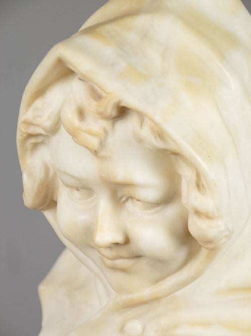ALABASTER BUST OF A GIRL C1900 - ADDITIONAL PHOTO 5