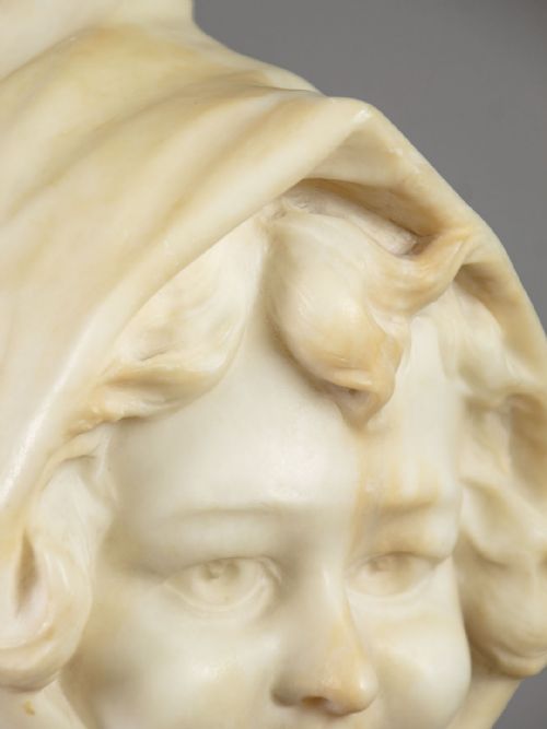 ALABASTER BUST OF A GIRL C1900 - ADDITIONAL PHOTO 6