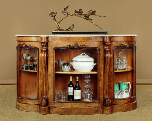 WALNUT MARBLE TOP SIDE CABINET C1870 - ADDITIONAL PHOTO 1