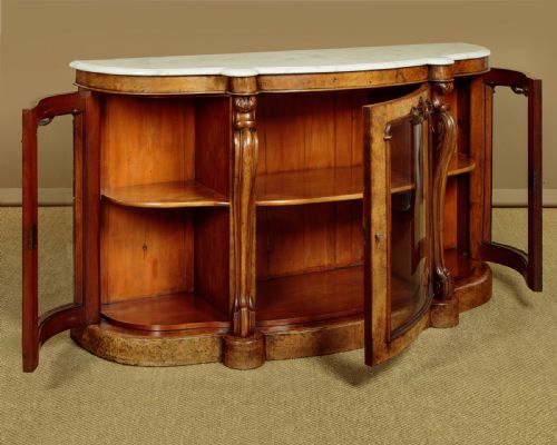 WALNUT MARBLE TOP SIDE CABINET C1870 - ADDITIONAL PHOTO 3