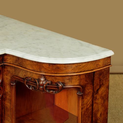 WALNUT MARBLE TOP SIDE CABINET C1870 - ADDITIONAL PHOTO 4