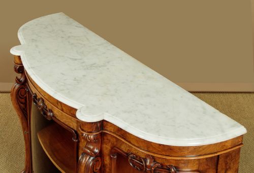 WALNUT MARBLE TOP SIDE CABINET C1870 - ADDITIONAL PHOTO 5