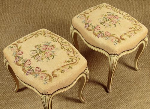 PAIR OF PAINTED STOOLS C1930 - ADDITIONAL PHOTO 1