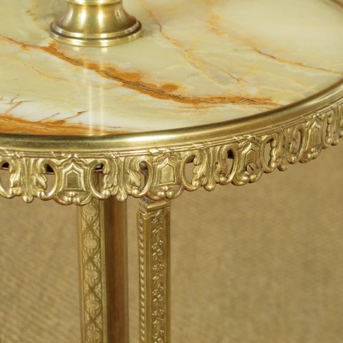 BRASS STANDARD LAMP AND WINE TABLE C1900 - ADDITIONAL PHOTO 4