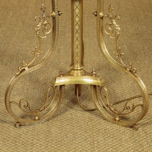BRASS STANDARD LAMP AND WINE TABLE C1900 - ADDITIONAL PHOTO 7