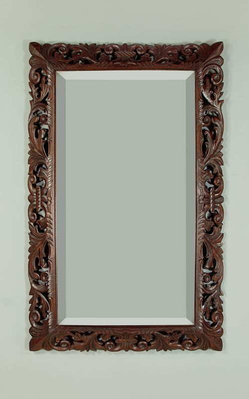 Large Carved Oak Cushion Frame Mirror C.1890