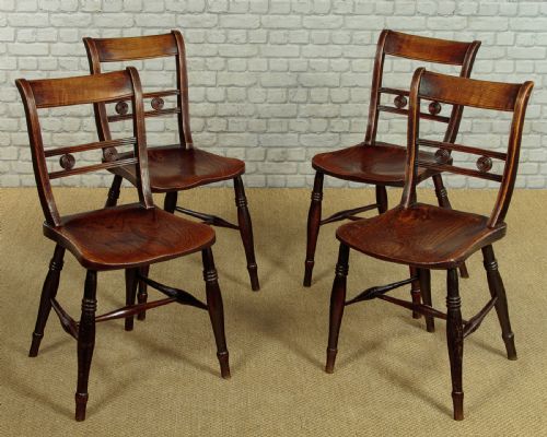 Set of Four Ash & Elm Oxford Kitchen Chairs C.1880