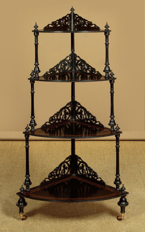 Ebonised Corner What-not C.1860