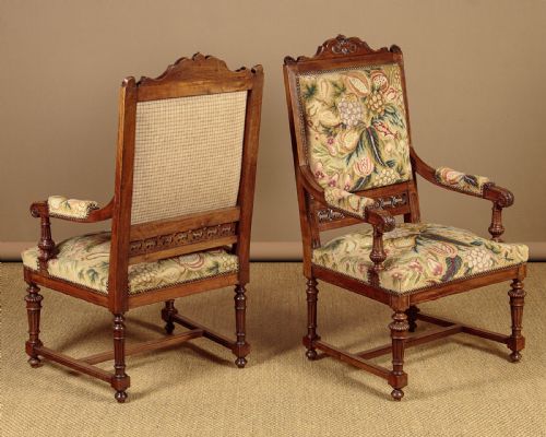 PAIR OF LARGE TAPESTRY ARMCHAIRS C1910 - ADDITIONAL PHOTO 1