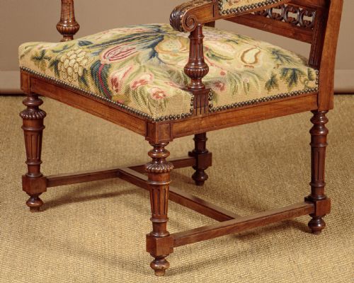 PAIR OF LARGE TAPESTRY ARMCHAIRS C1910 - ADDITIONAL PHOTO 8