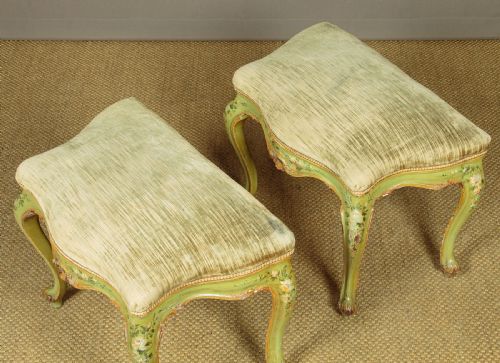PAIR OF FRENCH PAINTED STOOLS C1930 - ADDITIONAL PHOTO 1