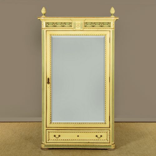 Painted Wardrobe with Dressing Mirror C.1920