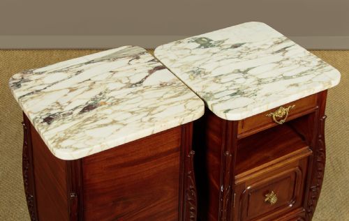 PAIR OF MARBLE TOP BEDSIDE CABINETS C1890 - ADDITIONAL PHOTO 3