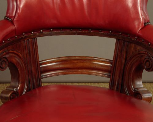 PAIR OF LARGE WALNUT LEATHER ARMCHAIRS C1890 - ADDITIONAL PHOTO 7