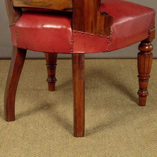 PAIR OF LARGE WALNUT LEATHER ARMCHAIRS C1890 - ADDITIONAL PHOTO 10