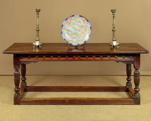 17THC OAK REFECTORY TABLE WITH INLAID FRIEZE - ADDITIONAL PHOTO 1