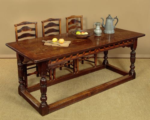 17THC OAK REFECTORY TABLE WITH INLAID FRIEZE - ADDITIONAL PHOTO 2