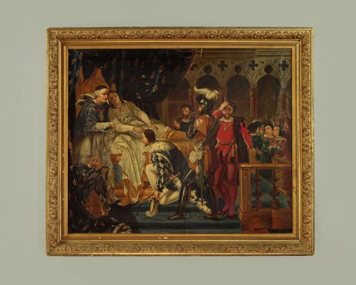 Large Oil Painting of the Death of Louis XII After Blondel C.1900