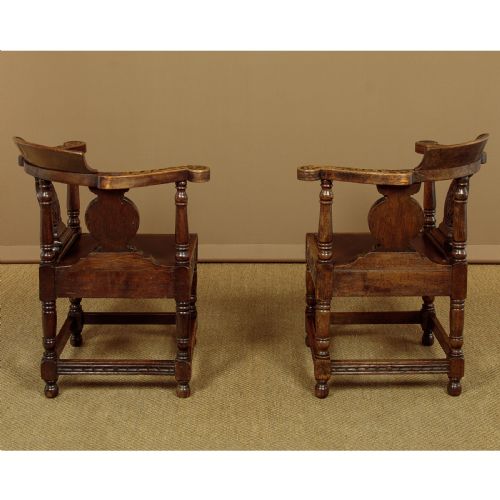 PAIR OF CARVED OAK CORNER CHAIRS C1890 - ADDITIONAL PHOTO 11