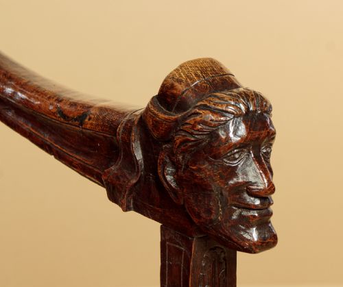 CARVED OAK HALL SEAT C1890 - ADDITIONAL PHOTO 8