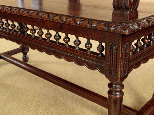 CARVED OAK HALL SEAT C1890 - ADDITIONAL PHOTO 10