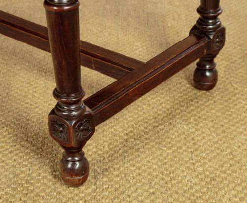 CARVED OAK HALL SEAT C1890 - ADDITIONAL PHOTO 11