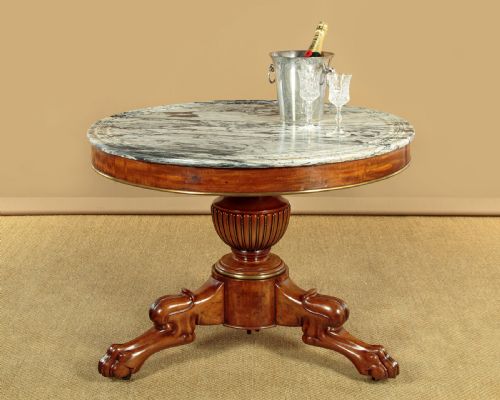 MARBLE TOP GUERIDON CENTRE TABLE WITH BRASS MOUNTED BASE C1830 - ADDITIONAL PHOTO 1