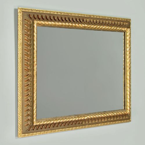 LARGE CARVED GILDED CUSHION FRAME MIRROR C1900 - ADDITIONAL PHOTO 2
