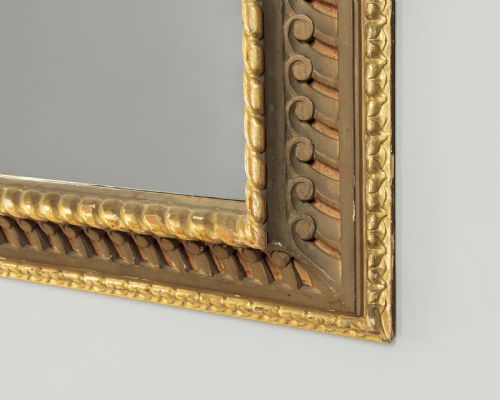 LARGE CARVED GILDED CUSHION FRAME MIRROR C1900 - ADDITIONAL PHOTO 9