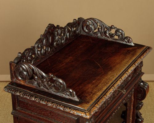 PAIR OF CARVED OAK PIER CABINETS C1880 - ADDITIONAL PHOTO 5