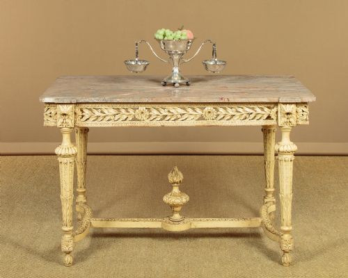 MARBLE TOP CARVED PAINTED CENTRE TABLE C1900 - ADDITIONAL PHOTO 1