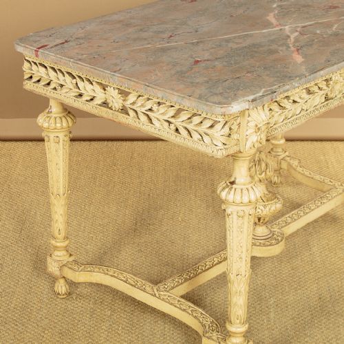 MARBLE TOP CARVED PAINTED CENTRE TABLE C1900 - ADDITIONAL PHOTO 3