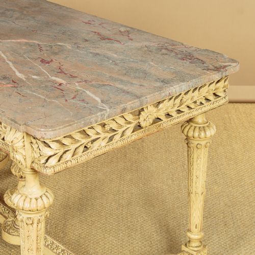 MARBLE TOP CARVED PAINTED CENTRE TABLE C1900 - ADDITIONAL PHOTO 4
