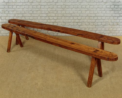 PAIR OF LONG ELM BENCHES C1890 - ADDITIONAL PHOTO 2