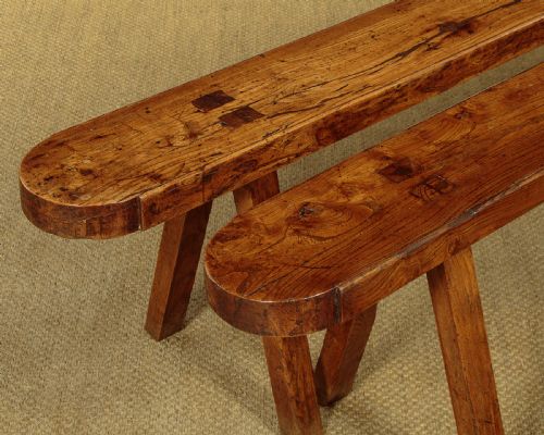 PAIR OF LONG ELM BENCHES C1890 - ADDITIONAL PHOTO 3