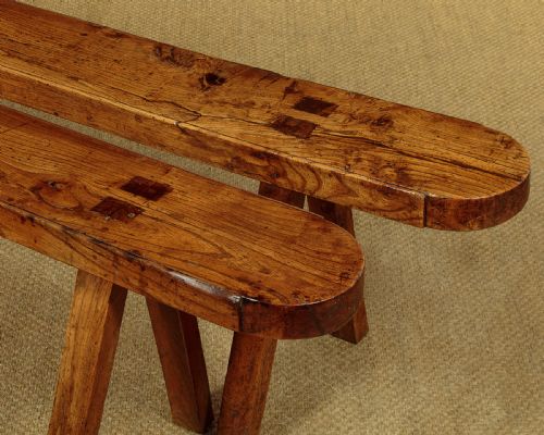 PAIR OF LONG ELM BENCHES C1890 - ADDITIONAL PHOTO 5