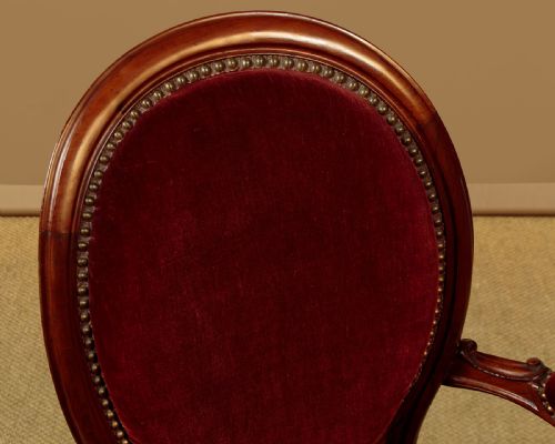 PAIR OF WALNUT ARMCHAIRS C1880 - ADDITIONAL PHOTO 5