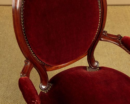 PAIR OF WALNUT ARMCHAIRS C1880 - ADDITIONAL PHOTO 6