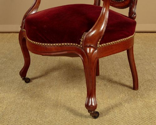 PAIR OF WALNUT ARMCHAIRS C1880 - ADDITIONAL PHOTO 11