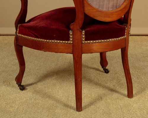 PAIR OF WALNUT ARMCHAIRS C1880 - ADDITIONAL PHOTO 13