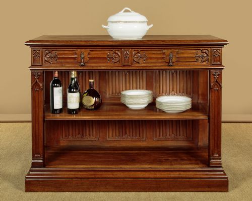 GOTHIC REVIVAL CARVED WALNUT BUFFET C1880 - ADDITIONAL PHOTO 1